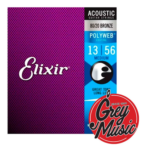 Cuerdas Elixir 11100 Acoustic 013-056 80/20 De Acustica