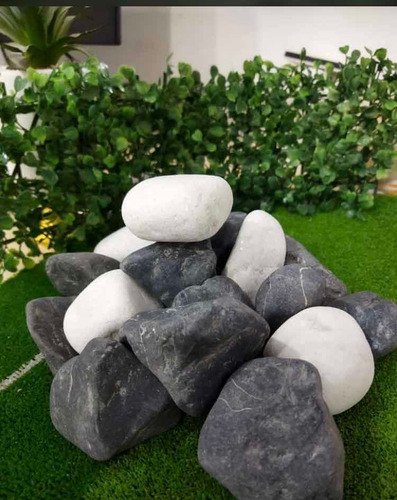 Imagen 1 de 10 de Piedra Decorativa -mármol-blancas-jardinería Blanca Negra