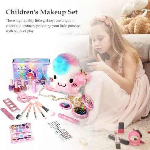 Kit de maquiagem para meninas, elegante e não tóxico para crianças