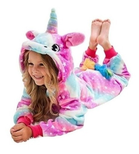 Pijama Y Disfraz Enterito Polar Niña Unicornio Estrella