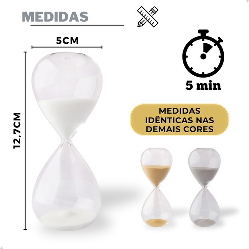 Ampulheta Decorativa De Vidro Liso Areia Colorida 5 Minutos