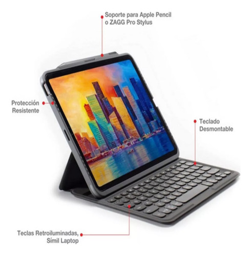 Teclado Con Funda Pro Keys Para iPad Air 10.9 Zagg