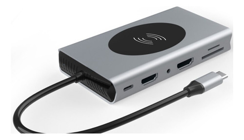 Hub Usb 14 Em 1 Mac Tipo-c 2hdmi Vga Rj45 Carregador Indução