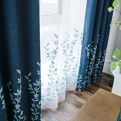 Cortinas Transparentes De Bordado De Flores Melodieux Para D