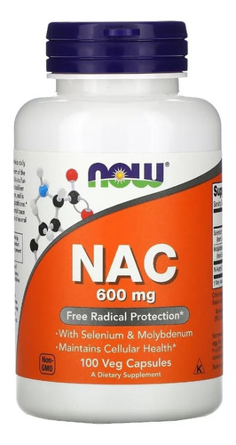 Suplemento en cápsula NOW  NAC proteínas en pote