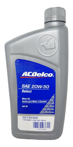 Aceite Mineral Acdelco 20w50 Original Sellado
