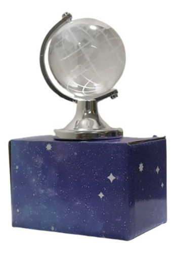 Globo Giratório Mini Decorativo De Vidro - Não Funcional Base Prateado Globo Transparente