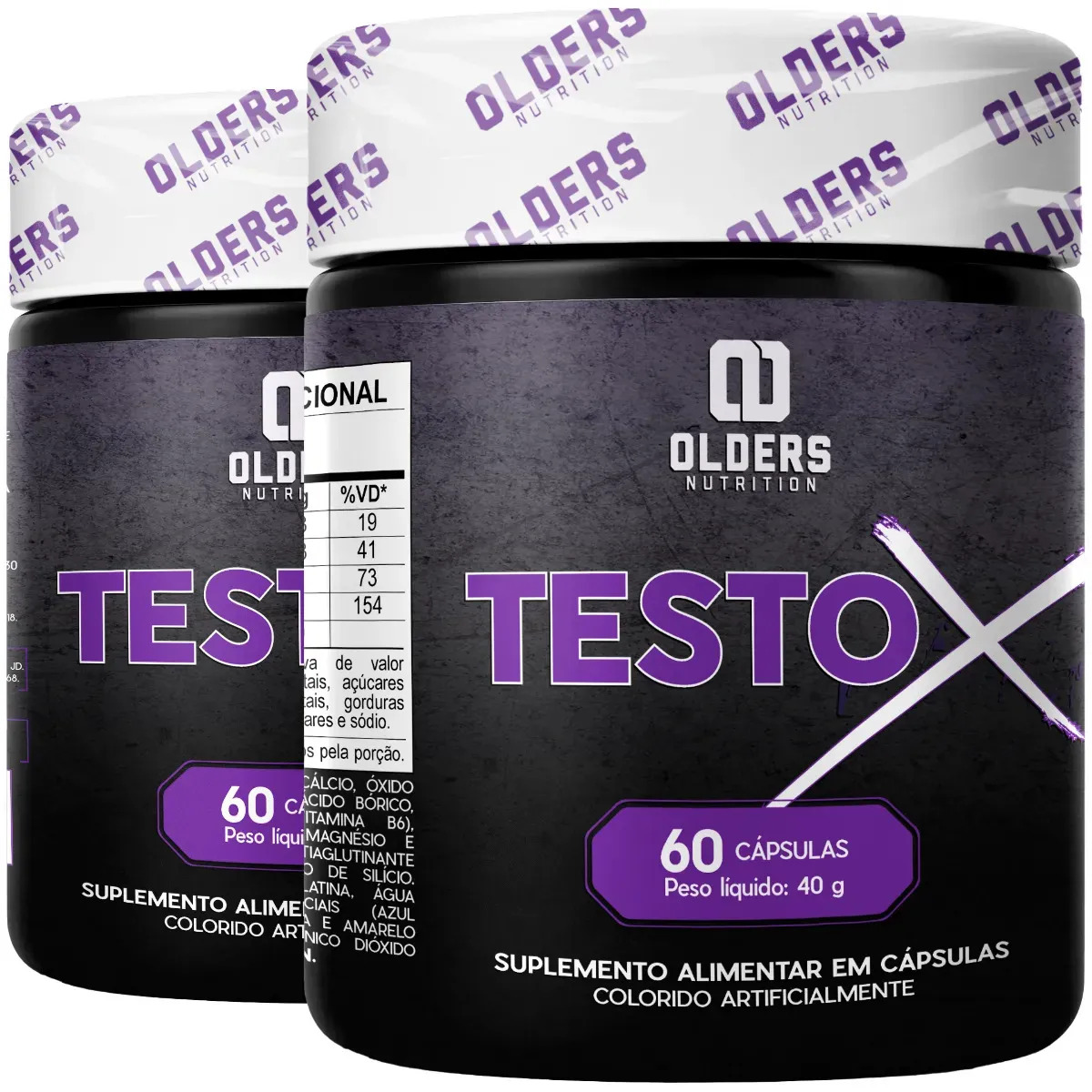 TESTO BLACK 2x - Fórmula Exclusiva e Com Maxima Concentração Olders Nutrition + Cálcio/Magnésio/Zinco/Vitamina B6 e Boro - 120 Cápsulas
