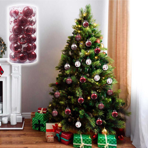 Bola de árbol de Navidad para colgar en casa, 30 unidades, color rojo