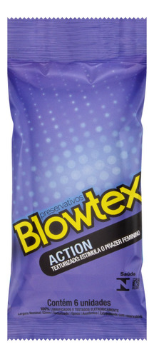 Preservativo Lubrificado Action Blowtex Pacote 6 Unidades