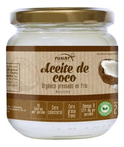 Aceite De Coco Orgánico 200ml Funat - L