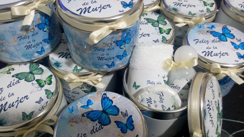 Souvenirs Set En Lata + Jabón +toalla + Crema Frases X 10