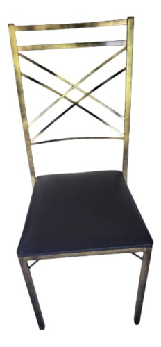 Cadeiras De Ferro Metalon 20x20. Preta Com Dourado