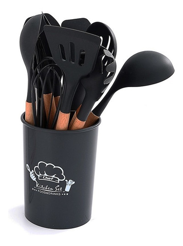 Utensilios De Cocina De Silicona Antiadherente 11 Piezas Color Gris Oxford