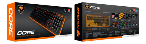 Teclado gamer Cougar Core QWERTY portugués Brasil color negro con luz 8 colores