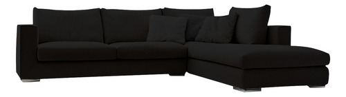 Sofá Sillon Esquinero De 3 Cuerpos Chenille Premium Color Negro