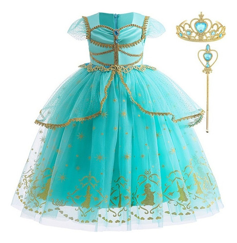 Vestido De Princesa Aladdín Jasmine Para Niñas Traje Fiesta Tul Disfraz Carnaval Fantasia Halloween