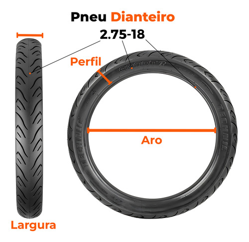 Kit Pneu Nxr Bros 150 90/90-18 + 275-18 C/ C Technic
