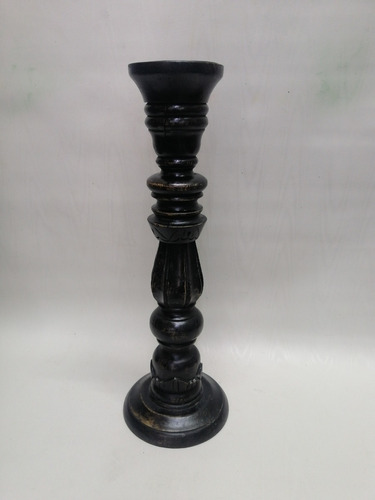 Candelabro De Pie Hindu En Madera Cedro Vintage 1950