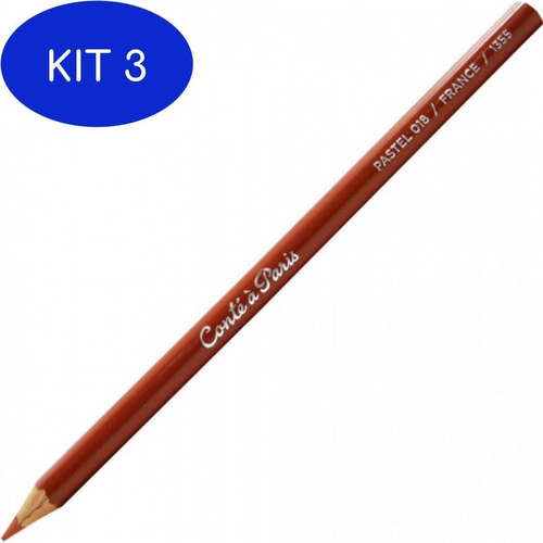 Kit 3 Lapis Pastel Seco Conte A Paris 018 Raw Sienna