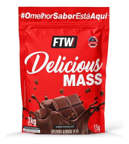 Delicious Mass Hipercalórico Pouch 3Kg Sabor Chocolate - FTW