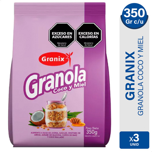 Granola Granix Crocante Cereales Coco Miel Bajo En Sodio X3