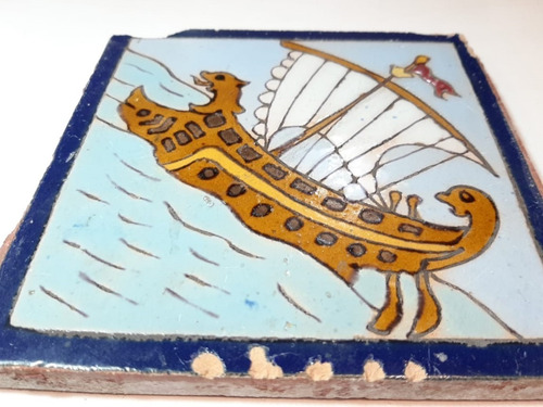 Imagen 2 de 3 de Antiguo Azulejo Mayólica Española De Colección Triana 7624