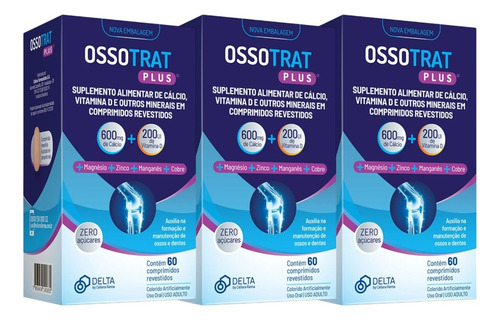 Kit Ossotrat Plus Com 3 Unidades De 60 Comprimidos Cada