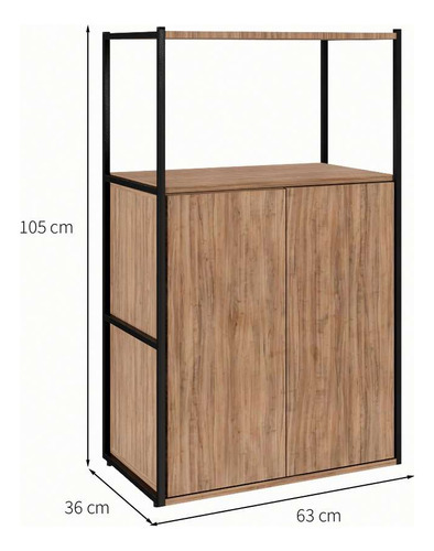 Estante Shelf 2 Pt Ameixa E Preta 105 Cm Cor marrom médio