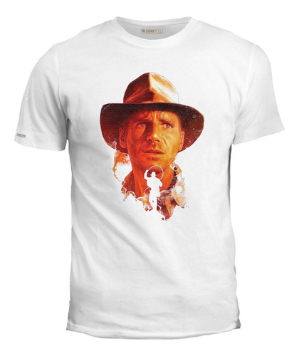 Camiseta Estampada Indiana Jones Sombrero Y Silueta Ink