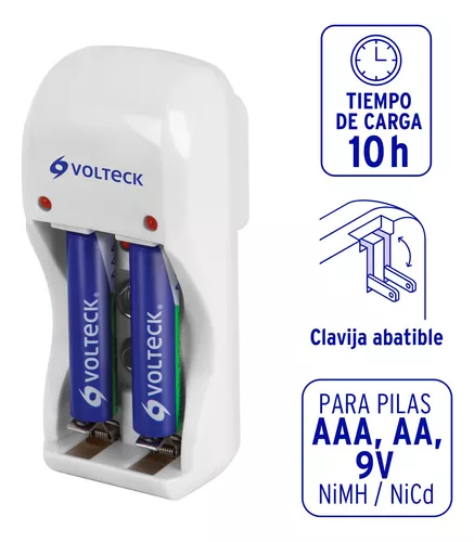 Cargador de pilas, AA, AAA y 9V incluye 2 pilas AAA, Volteck, Cargadores De  Pilas, 46043