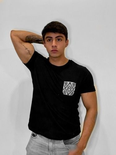 Playera Bordado Artesanal Bolsillo Hecho A Mano Hombre