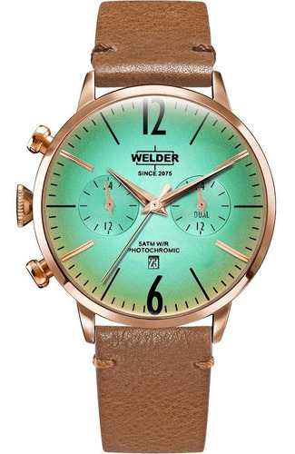 Reloj Caballero Welder Café Piel Ab Color del fondo Verde