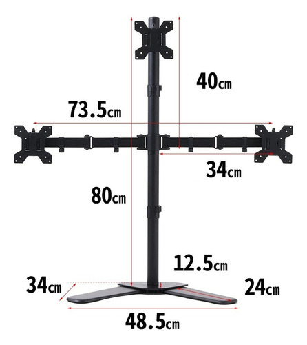 Soporte Monitor Triple Brazo Ergonómico Ajustable