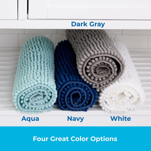 Linenspa Chenille Bath Mat: 1 Pieza, No Deslizamiento, Absor