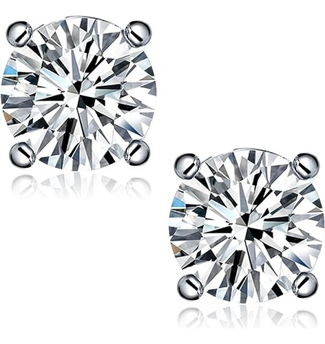Aretes Para Mujer Diamante Sintético Modernos Plata 925 8 Mm