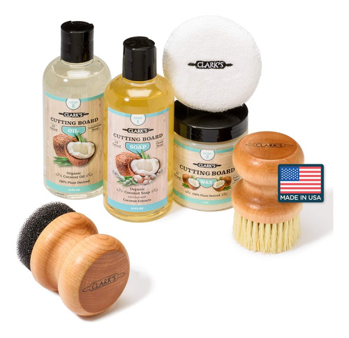Cutting Board Care Kit With Coconut Oil Includes Wax, S...