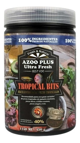 Alimento Peces Disco Azoo Ultra Fresh Tropical Bites 450g