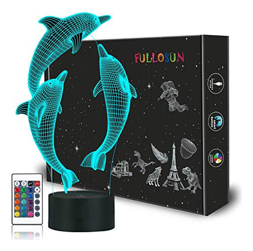 Luz De Noche Para Niños Ocean Dolphin 3d Night Light Lámpara