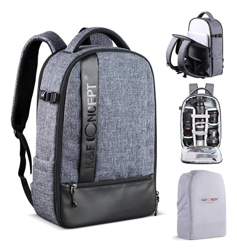 Mochila K&f Concept Camaras Dslr, 11x5.5x16.9/gris