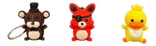 Set 4 Llaveros Fnaf Estilo Crochet Impreso En 3d