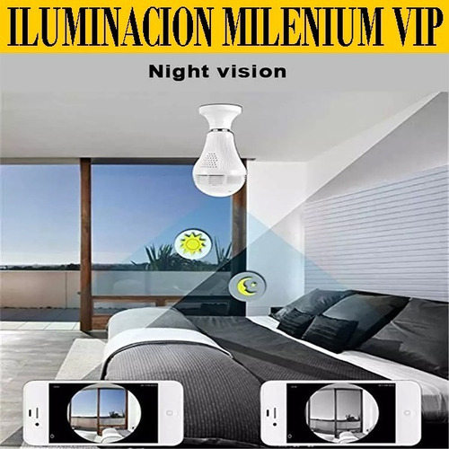 Imagen 7 de 8 de Foco Led Cámara Espía Ip 360 Wifi Monitoreo Celular Sguridad