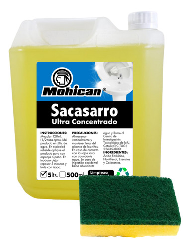 Promo Sacasarro Concentrado 5 Lt + Esponja Amarilla