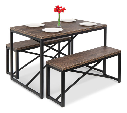 Juego De Muebles De Comedor De 3 Piezas Estilo Banco Compact