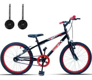 Bicicleta  infantil infantil Forss Race aro 20 freios v-brakes cor preto com rodas de treinamento