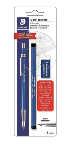 Portaminas Staedtler 2mm Indicador De Grados 2minas 2h Goma