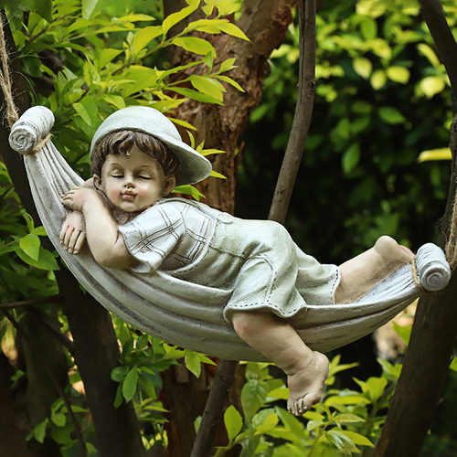 Estatuillas Niño Columpio Estatua Casa De Muñecas Jardín