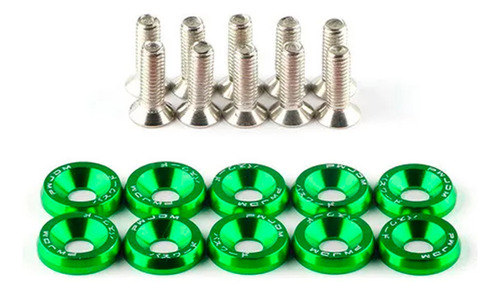 Arandelas Anodizada Aluminio Moto Auto Atv 6mm M6 X10u Verde