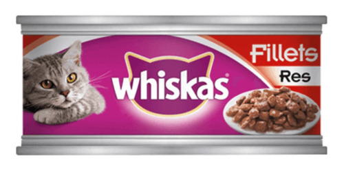 Alimento Whiskas 1+ Whiskas Gatos s para gato adulto todos los tamaños sabor fillets de carne de res en lata de 156g