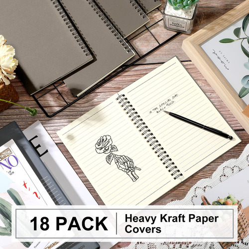 18 Cuadernos De Espiral A Granel A5 Con Rayas Color Gris Dark Gray